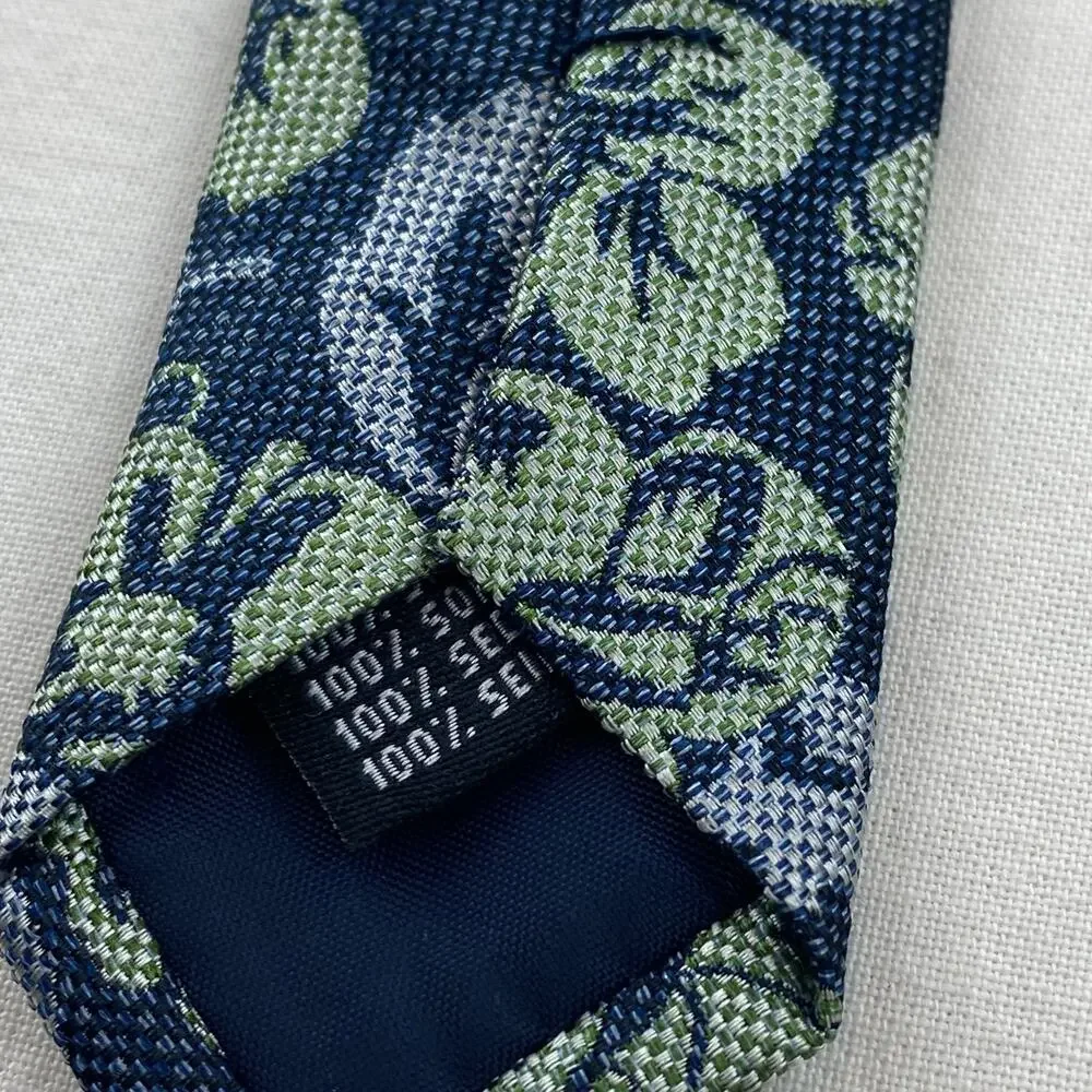 JOHN HENRIC Tie 100% Silk Floral Woven Jacquard Necktie Blue Italy